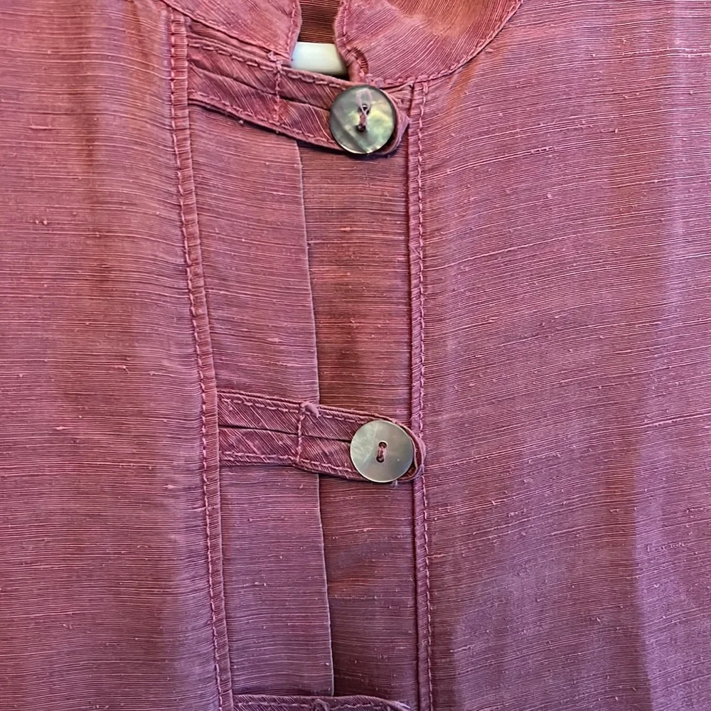 Rose pink hemp silk button down dress - Picture 3 of 3